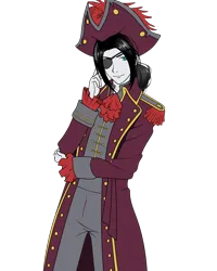 Size: 1200x1500 | Tagged: safe, artist:decokenite, derpibooru import, chancellor neighsay, human, anime, clothes, eyepatch, hat, image, jacket, male, pirate, png, ponytail, simple background, transparent background