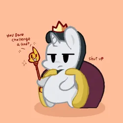 Size: 600x600 | Tagged: safe, artist:decokenite, artist:randysmith159, derpibooru import, chancellor neighsay, pony, unicorn, cape, chibi, clothes, crown, image, jewelry, male, png, regalia, serious, serious face, seriously, staff, stallion