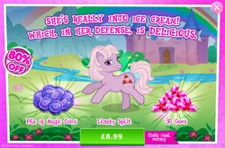 Size: 1961x1298 | Tagged: safe, derpibooru import, idw, official, lickety split, lickety-split, earth pony, pony, advertisement, bow, costs real money, english, female, g1, g4, gameloft, gem, idw showified, image, jpeg, magic coins, mare, numbers, sale, solo, solo focus, tail, tail bow, text, that pony sure does love ice cream