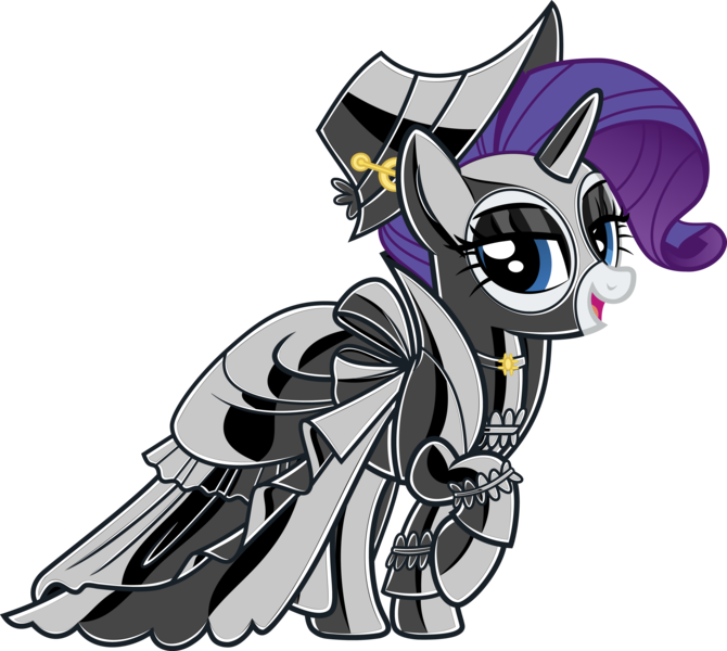 Size: 9606x8598 | Tagged: suggestive, derpibooru import, edit, editor:severity-gray, rarity, pony, unicorn, choker, clothes, dress, eyeshadow, gloves, hat, image, jewelry, latex, latex dress, latex gloves, latex mask, latex socks, latex suit, looking at you, makeup, png, raised hoof, simple background, socks, solo, transparent background, vector