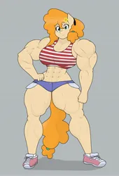 Size: 2701x3970 | Tagged: suggestive, artist:matchstickman, derpibooru import, pear butter, anthro, earth pony, female, image, jpeg, muscles, muscular female, pear buffer, solo