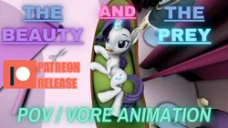 Size: 1280x720 | Tagged: suggestive, artist:jaymihay, derpibooru import, rarity, pony, unicorn, 3d, animated, image, offscreen character, patreon, patreon link, patreon logo, picture, png, pov, solo, source filmmaker, thumbnail, vore