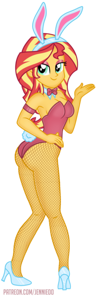 Size: 396x1200 | Tagged: suggestive, artist:jennieoo, derpibooru import, sunset shimmer, equestria girls, animal costume, breasts, bunny costume, bunny ears, bunny suit, bunset shimmer, butt, clothes, costume, eyeshadow, high heels, image, looking at you, makeup, playboy bunny sunset shimmer, png, shoes, show accurate, simple background, smiling, smiling at you, solo, tights, transparent background, vector