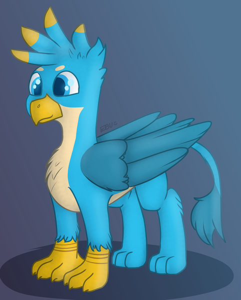 Size: 1242x1545 | Tagged: safe, artist:ebunix, derpibooru import, gallus, gryphon, beak, chest fluff, claws, image, male, png, simple background, solo, standing, tail, wings