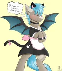 Size: 3000x3459 | Tagged: safe, artist:monsoonvisionz, derpibooru import, oc, unofficial characters only, bat pony, pony, bat pony oc, bat wings, clothes, image, maid, male, png, solo, wings