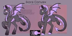 Size: 2100x1050 | Tagged: safe, artist:acry-artwork, derpibooru import, oc, oc:ikora convex, unofficial characters only, dracony, dragon, hybrid, pony, color palette, destiny (video game), dracony oc, female, glow, image, mare, png, reference sheet, solo, solo female