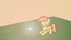 Size: 1920x1080 | Tagged: safe, artist:purblehoers, derpibooru import, oc, oc:diode, earth pony, pony, animated, behaving like a cat, circuit board, female, flinch, gif, image, led, mare, solo, stare, startled, tiny, tiny ponies