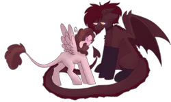 Size: 4000x2400 | Tagged: safe, artist:puppie, derpibooru import, oc, oc:puppie, oc:whiskey dreams, unofficial characters only, demon, demon pony, original species, pegasus, pony, butt, duo, image, plot, png