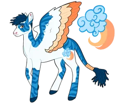 Size: 1280x1094 | Tagged: safe, artist:s0ftserve, derpibooru import, oc, oc:bright sky, unofficial characters only, pegasus, pony, zebra, adopted offspring, colored wings, cutie mark, image, interspecies offspring, leonine tail, male, multicolored wings, offspring, parent:scootaloo, parent:sweetie belle, parents:scootabelle, png, simple background, solo, stallion, transparent background, two toned wings, wings