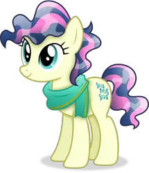 Size: 3643x4235 | Tagged: safe, artist:anime-equestria, derpibooru import, bon bon, sweetie drops, earth pony, pony, alternate hairstyle, clothes, female, image, mare, png, scarf, simple background, smiling, solo, transparent background, vector