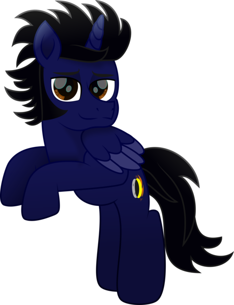 Size: 2955x3858 | Tagged: safe, artist:lincolnbrewsterfan, derpibooru import, oc, oc:astral shine, unofficial characters only, alicorn, pony, derpibooru community collaboration, .svg available, 2023 community collab, alicorn oc, bipedal, bipedal leaning, black mane, black tail, blue, brown eyes, colored eyebrows, colored wings, colored wingtips, dark blue, derpibooru exclusive, eclipse, eyebrows, folded wings, highlights, horn, image, inkscape, leaning, lidded eyes, looking at you, male, male alicorn oc, moon, movie accurate, no base, png, raised hoof, rearing, shading, simple background, smiling, smiling at you, stallion, stallion oc, standing, sun, tail, transparent background, two toned wings, vector, wings