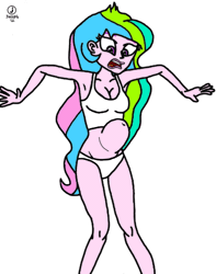Size: 452x574 | Tagged: suggestive, princess celestia, human, equestria girls, abdominal bulge, animated, armpits, beautiful, belly, belly button, belly fetish, clothes, fetish, fetish fuel, gif, image, midriff, panties, principal celestia, sexy, solo, stomach bulges, tanktop, underwear, white panties, white underwear, wiggle