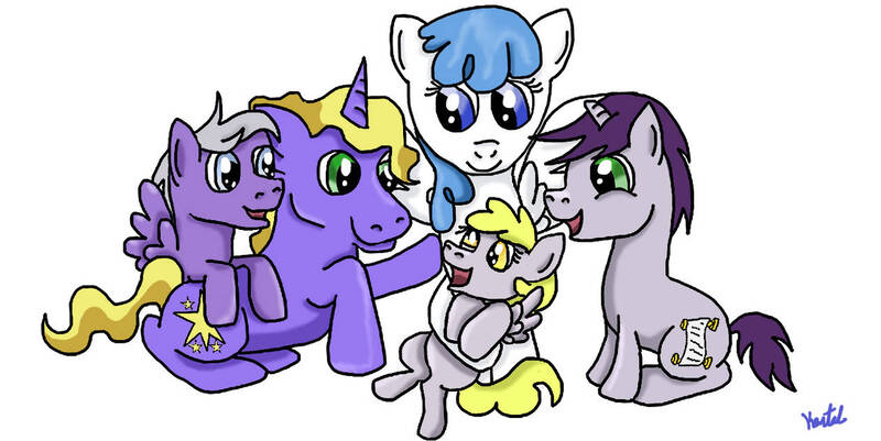 Size: 1263x633 | Tagged: safe, artist:kartaltheartist, derpibooru import, derpy hooves, lightning bolt, ponet, silver script, white lightning, written script, pegasus, pony, unicorn, 2017, boop, brother and sister, brothers, family, father and child, father and daughter, father and son, female, filly, filly derpy, headcanon, image, jpeg, male, mare, mother and child, mother and daughter, mother and son, ponetbolt, siblings, signature, simple background, stallion, white background, younger