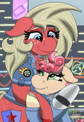 Size: 671x976 | Tagged: safe, artist:gray star, derpibooru import, oc, oc:rosy thorns, oc:scarlet star, unofficial characters only, cyborg, earth pony, pony, butt freckles, chest fluff, clothes, cyberpunk, ear fluff, ear piercing, female, fluffy, freckles, glasses, image, mare, nighthaze, piercing, png, simple background, trans female, transgender, transgender oc, transparent background