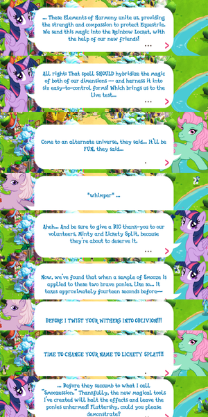 Size: 2048x4096 | Tagged: safe, derpibooru import, idw, official, lickety split, lickety-split, minty, minty (g1), twilight sparkle, twilight sparkle (alicorn), alicorn, earth pony, pony, dialogue, dialogue box, english, event, female, folded wings, g1, g3, g4, horn, idw showified, image, jewelry, mare, png, speech bubble, text, tiara, wings