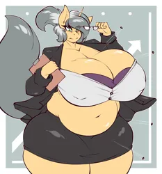 Size: 2700x2900 | Tagged: suggestive, artist:gin-blade, derpibooru import, oc, oc:mercury shine, unofficial characters only, anthro, unicorn, bbw, big breasts, bra, breasts, chubby, clothes, digital art, fat, female, horn, huge breasts, image, impossibly large breasts, png, solo, solo female, thicc thighs, thighs, thunder thighs, underwear, wardrobe malfunction