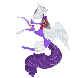 Size: 2000x2000 | Tagged: safe, artist:toxicfoxglove, derpibooru import, rarity, wolf, clothes, image, jetpack, leotard, png, spread wings, winged wolf, wings, wolfity