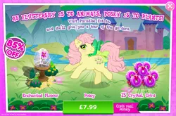 Size: 1960x1297 | Tagged: safe, derpibooru import, idw, official, posey, earth pony, pony, advertisement, bow, bush, costs real money, english, female, flower, g1, g4, gameloft, idw showified, image, jpeg, mare, numbers, sale, solo, solo focus, tail, tail bow, text, wishing flower