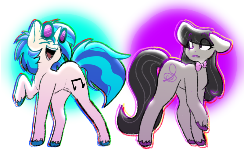 Size: 1359x879 | Tagged: safe, artist:cookiesmolbean, derpibooru import, octavia melody, vinyl scratch, earth pony, pony, unicorn, duo, female, image, mare, open mouth, png, simple background, transparent background