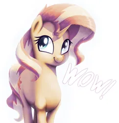 Size: 1309x1346 | Tagged: safe, artist:suhar, derpibooru import, sunset shimmer, pony, unicorn, female, horn, image, mare, meme, png, simple background, smiling, solo, tail, white background, wow, wow! glimmer