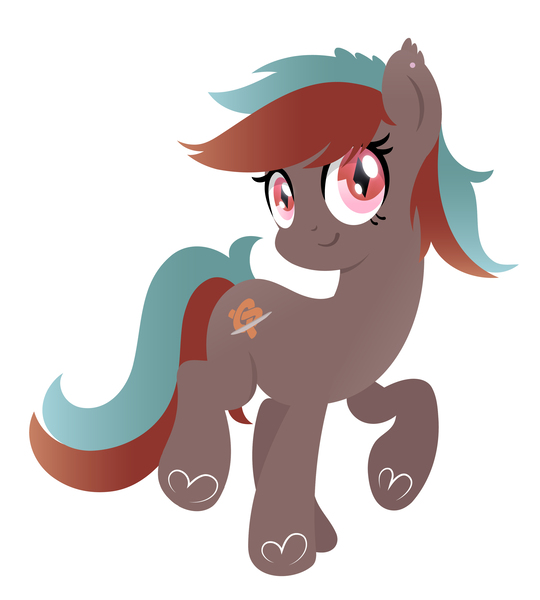 Size: 3000x3335 | Tagged: safe, artist:rish--loo, derpibooru import, oc, oc:littleknot, unofficial characters only, commission, cute, cutie mark, ear piercing, female, heart, heart hoof, image, jpeg, piercing, raised hoof, ych result