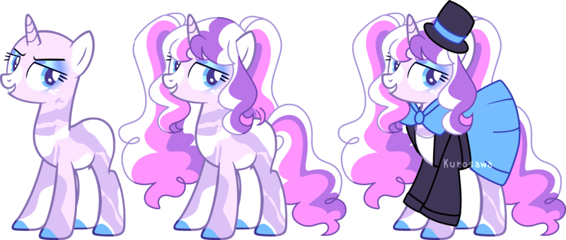 Size: 4435x1885 | Tagged: safe, artist:kurosawakuro, derpibooru import, oc, pony, unicorn, bald, base used, clothes, female, hat, image, magical lesbian spawn, mare, offspring, parent:pinkie pie, parent:trixie, parents:trixiepie, png, simple background, solo, transparent background