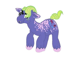 Size: 1609x1209 | Tagged: safe, artist:tigerbeetle, derpibooru import, oc, oc:crystal phoney, unofficial characters only, earth pony, pony, crystal, cutie mark, eyebrows, freckles, image, markings, phone, png, simple background, solo, spots, tooth gap, transparent background, unshorn fetlocks