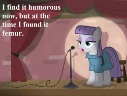 Size: 960x720 | Tagged: safe, derpibooru import, edit, edited screencap, screencap, maud pie, pony, the maud couple, cropped, image, maud the comedian, microphone, png, pun, solo, spotlight