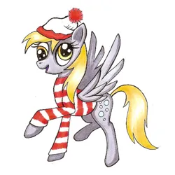 Size: 500x500 | Tagged: safe, artist:jejejoja, derpibooru import, derpy hooves, pegasus, pony, clothes, hat, image, png, raised hoof, shirt, simple background, solo, striped shirt, traditional art, where's waldo, white background