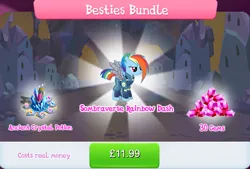 Size: 1264x856 | Tagged: safe, derpibooru import, official, rainbow dash, pegasus, pony, alternate hairstyle, alternate timeline, amputee, apocalypse dash, armor, artificial wings, augmented, bundle, clothes, cork, costs real money, crystal, crystal war timeline, element of generosity, element of honesty, element of kindness, element of laughter, element of loyalty, element of magic, english, eye scar, facial scar, female, gameloft, gem, image, jpeg, mare, mechanical wing, numbers, potion, prosthetic limb, prosthetic wing, prosthetics, sale, scar, solo, solo focus, sombraverse, spread wings, test tube, text, torn ear, uniform, wings