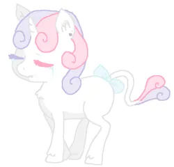 Size: 468x449 | Tagged: safe, artist:cozygh0st, artist:loftycastles, derpibooru import, sweetie belle, pony, unicorn, blank flank, bow, crying, ear piercing, eyes closed, image, leonine tail, piercing, png, simple background, solo, tail, tail bow, white background