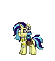 Size: 320x360 | Tagged: safe, artist:pingmader, derpibooru import, oc, oc:cinnamon string, unofficial characters only, pony, unicorn, pony town, :p, bag, braid, clothes, female, flower, flower in hair, full body, horn, image, mare, png, ponysona, saddle bag, scarf, simple background, solo, tail, tongue out, transparent background, two toned mane, two toned tail, unicorn oc