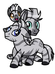 Size: 768x1024 | Tagged: safe, artist:windy breeze, derpibooru import, oc, oc:fadhila, oc:tepe, oc:thamani muziki, pony, zebra, derpibooru community collaboration, 2023 community collab, blue eyes, brother, brother and sister, brown eyes, female, filly, foal, image, looking at you, male, mare, png, siblings, simple background, sisters, sitting, smiling, smiling at you, stallion, stripes, transparent background, trio, zebra oc