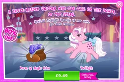 Size: 1956x1300 | Tagged: safe, derpibooru import, idw, official, twilight (g1), twilight sparkle, pony, unicorn, advertisement, bow, costs real money, english, female, g1, g4, gameloft, horn, idw showified, image, jpeg, magic coins, mare, numbers, sale, solo, solo focus, tail, tail bow, text