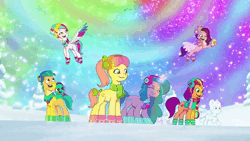 Size: 1280x720 | Tagged: safe, derpibooru import, screencap, hitch trailblazer, izzy moonbow, pipp petals, posey (g5), sparky sparkeroni, sunny starscout, zipp storm, dragon, earth pony, pegasus, pony, unicorn, my little pony: tell your tale, spoiler:g5, spoiler:my little pony: tell your tale, spoiler:tyts01e37, animated, baby, baby dragon, clothes, earmuffs, excited, eyes closed, female, g5, happy, image, magic, magic glow, male, mare, posey can't catch a break, scared, scarf, smiling, snow, snow pun intended, snowpony, sparkles, sparkly eyes, stallion, sweat, sweatdrop, webm, wingding eyes, winter outfit, worried, youtube link