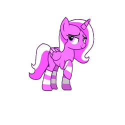 Size: 1280x1280 | Tagged: safe, derpibooru import, editor:nc-tv, oc, oc:cherry blossom, unofficial characters only, alicorn, derpibooru community collaboration, 2023 community collab, alicorn oc, clothes, horn, image, png, simple background, socks, solo, striped socks, transparent background, wings