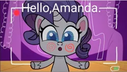 Size: 710x404 | Tagged: safe, derpibooru import, edit, screencap, rarity, pony, unicorn, my little pony: pony life, spoiler:pony life s02e15, :o, female, image, jpeg, livestream, looking at you, o, o mouth, open mouth, phone, saw (movie), solo, text, the rarest of occasions