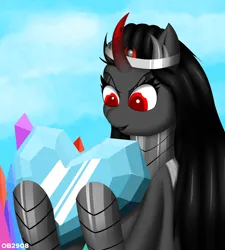 Size: 2700x3000 | Tagged: safe, artist:ob2908, derpibooru import, king sombra, pony, unicorn, crystal heart, female, image, png, queen umbra, rule 63, solo, the crystal empire 10th anniversary