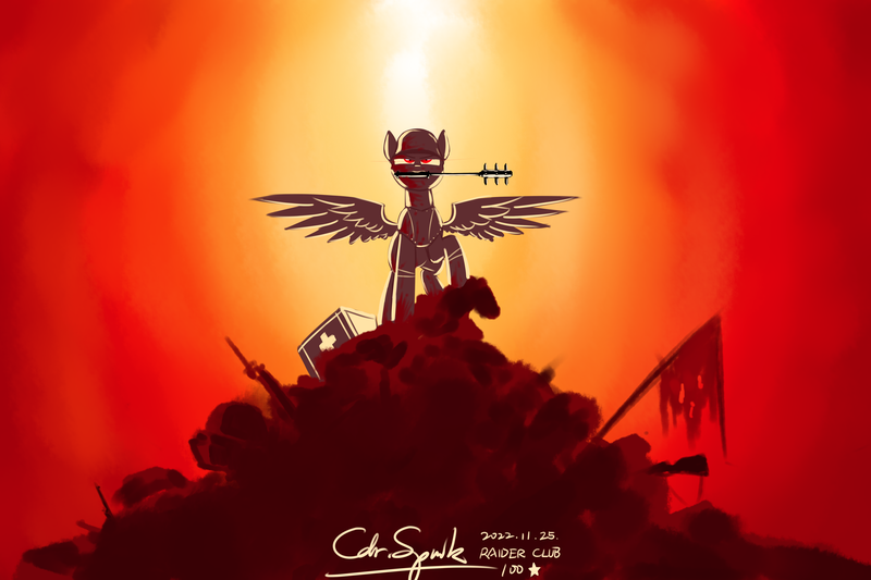 Size: 6000x4000 | Tagged: grimdark, artist:cdrspark, derpibooru import, oc, oc:spark apocalypse, unofficial characters only, pegasus, battlefield 1, blood, female, image, pegasus oc, png, solo, solo female, spread wings, video game, wings