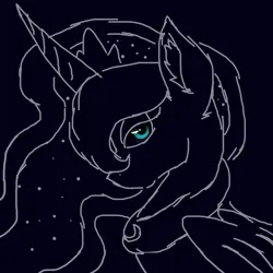 Size: 1000x1000 | Tagged: safe, artist:kapai882, artist:kathe, derpibooru import, princess luna, alicorn, collar, image, png, simple background, sketch