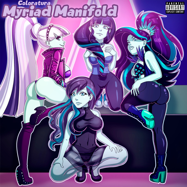 Size: 2000x2000 | Tagged: suggestive, artist:joruze, derpibooru import, coloratura, human, equestria girls, album cover, ass, bare shoulders, big hair, boots, breast suppress, breasts, busty coloratura, butt, cameltoe, choker, cleavage, clothes, coloratur-ass, commission, commissioner:branagain, countess coloratura, erect nipples, headband, high heel boots, high heels, humanized, image, jacket, jpeg, kneeling, leather, leather jacket, leather pants, leotard, looking at you, looking back, looking back at you, looking over shoulder, multeity, neon, nipple outline, pants, parental advisory, ponytail, see-through, shoes, sideboob, sneakers, squatting, stage, stupid sexy coloratura, thigh boots, thong leotard, tube top, vest, yoga pants