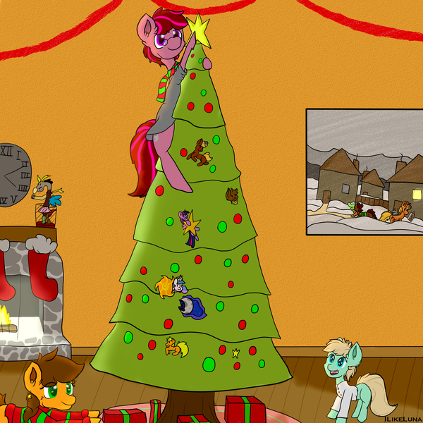 Size: 2500x2500 | Tagged: safe, artist:ilikeluna, derpibooru import, oc, earth pony, cristmas, image, jpeg, unincorn