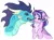 Size: 3917x2937 | Tagged: safe, artist:venommocity, derpibooru import, princess ember, starlight glimmer, twilight sparkle, dragon, pony, alternate design, couple, emberlight, female, headcanon in the description, image, lesbian, licking, mare, one eye closed, png, shipping, simple background, tongue out, white background