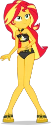 Size: 1882x4573 | Tagged: safe, artist:dustinwatsongkx, derpibooru import, sunset shimmer, human, equestria girls, equestria girls series, bare shoulders, bikini, bikini bottom, clothes, feet, geode of empathy, image, magical geodes, png, sandals, simple background, sleeveless, solo, sunset shimmer's beach shorts swimsuit, swimsuit, transparent background, vector