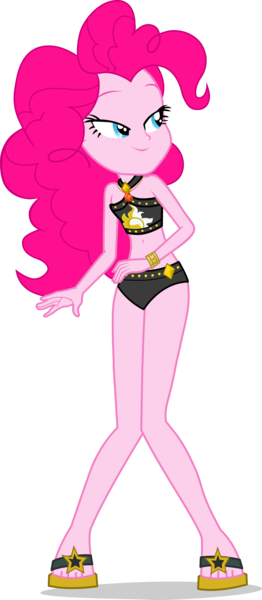 Size: 2178x4984 | Tagged: safe, artist:dustinwatsongkx, derpibooru import, pinkie pie, human, equestria girls, equestria girls series, accessory swap, bare shoulders, bikini, bikini bottom, clothes, clothes swap, feet, geode of empathy, image, magical geodes, png, sandals, simple background, sleeveless, solo, sunset shimmer's beach shorts swimsuit, swimsuit, swimsuit swap, transparent background, vector