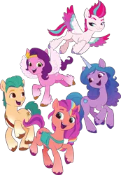 Size: 1679x2421 | Tagged: safe, derpibooru import, official, hitch trailblazer, izzy moonbow, pipp petals, sunny starscout, zipp storm, earth pony, pegasus, pony, unicorn, my little pony: a new generation, my little pony: make your mark, .svg available, coloring page, female, flying, g5, high res, image, male, mane five (g5), mare, open mouth, open smile, simple background, smiling, spread wings, stallion, svg, text, transparent background, vector, wings