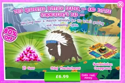 Size: 1962x1300 | Tagged: safe, derpibooru import, official, chief thunderhooves, buffalo, advertisement, bowl, camp, cauldron, cloven hooves, costs real money, cup, english, feather, gameloft, gem, headress, horns, image, jpeg, ladle, male, numbers, sale, solo, solo focus, spoon, text