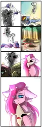 Size: 1344x4024 | Tagged: semi-grimdark, artist:yuris, derpibooru import, applejack, fluttershy, pinkie pie, rainbow dash, rarity, twilight sparkle, twilight sparkle (alicorn), alicorn, earth pony, pegasus, pony, unicorn, blood, comic, image, mane six, mask, pinkamena diane pie, png, sketch