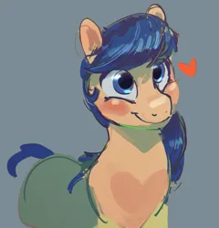 Size: 1827x1906 | Tagged: safe, artist:alumx, derpibooru import, earth pony, pony, background pony, blue eyes, blue mane, blushing, bust, cute, female, g5, heart, image, lookie uppie, mare, png, portrait, smiling, solo