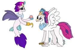 Size: 3264x2202 | Tagged: safe, artist:supahdonarudo, derpibooru import, queen novo, classical hippogriff, hippogriff, seapony (g4), my little pony: the movie, amputee, eyepatch, holding, hook hand, image, male, pearl, png, prosthetic limb, prosthetics, queen novo's orb, rule 63, simple background, transparent background